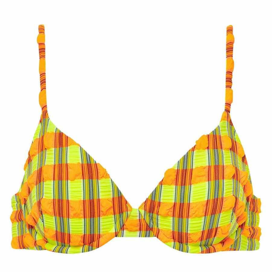 Bikini * | Neon Plaid Dainty Bikini Top