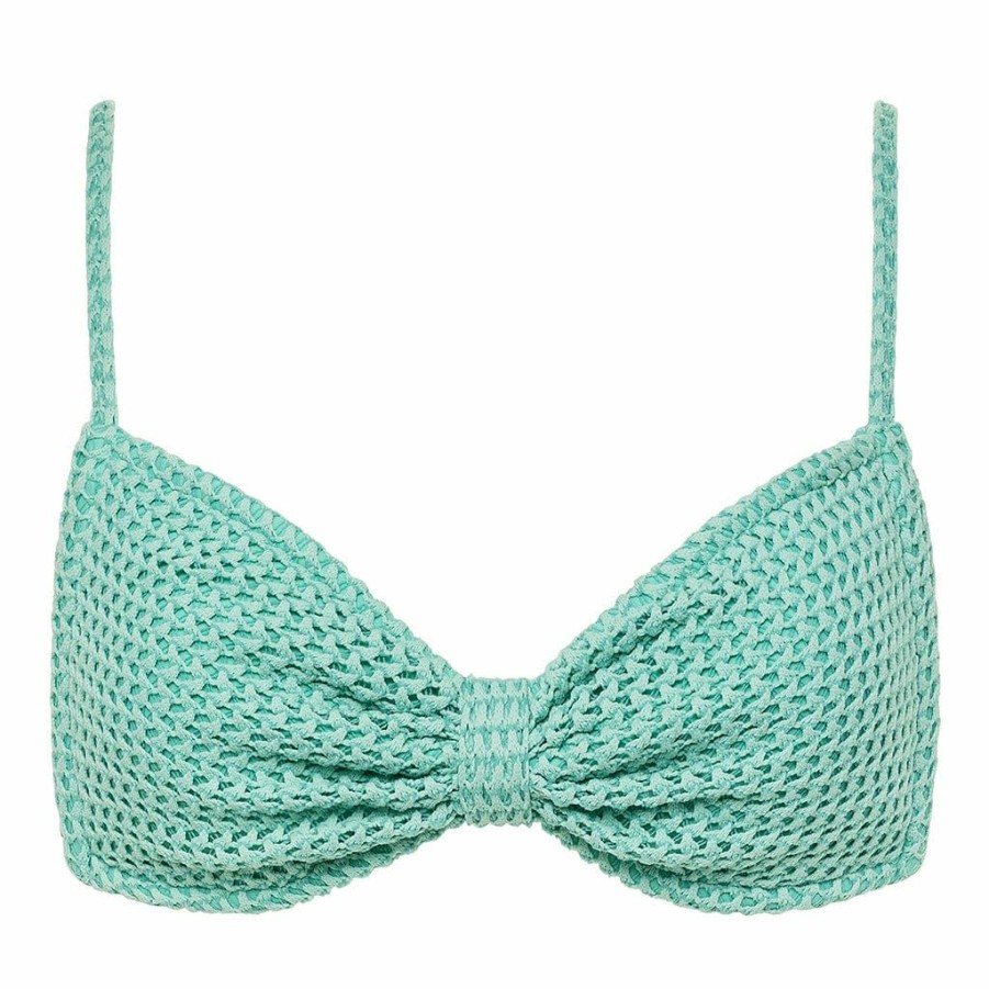 Swim * | Turquoise Crochet Devin Bikini Top