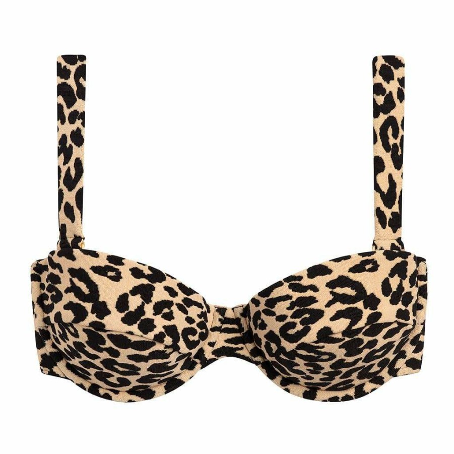 Bikini * | Leopard Texture Bustier Bikini Top