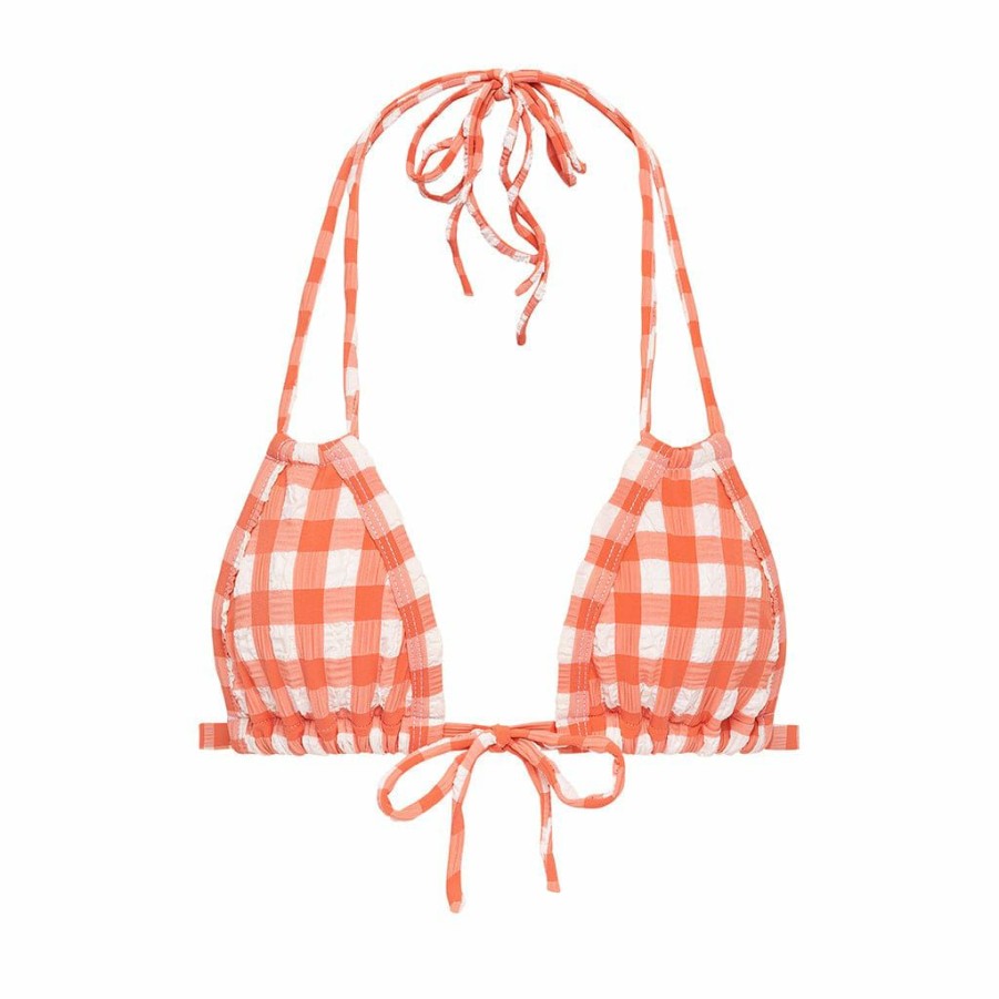 Bikini * | Shrimp Gingham Euro Bow Bikini Top