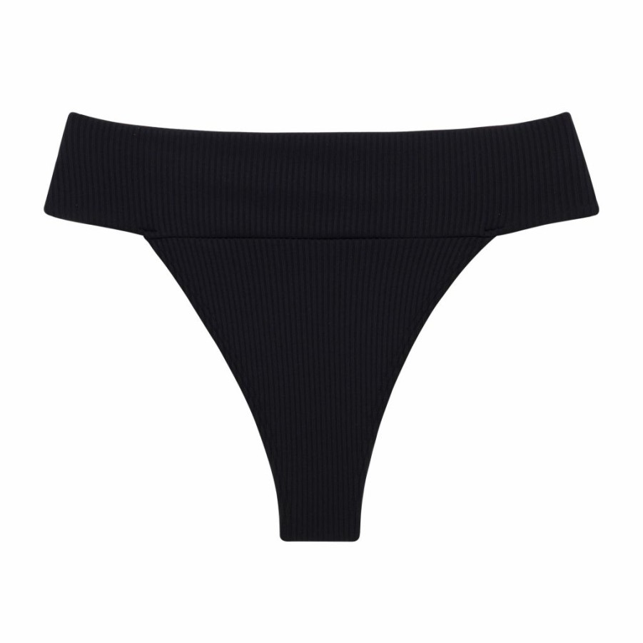 Fashion * | Black Rib Tamarindo Bikini Bottom