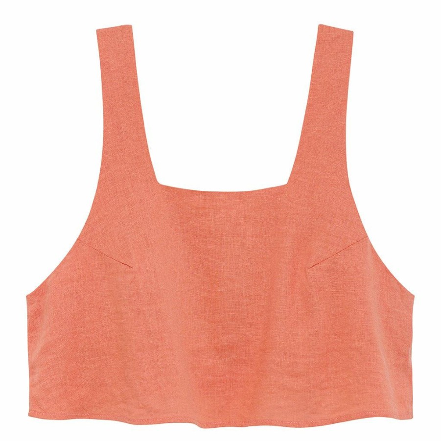 Apparel * | Coral Square Neck Crop Top