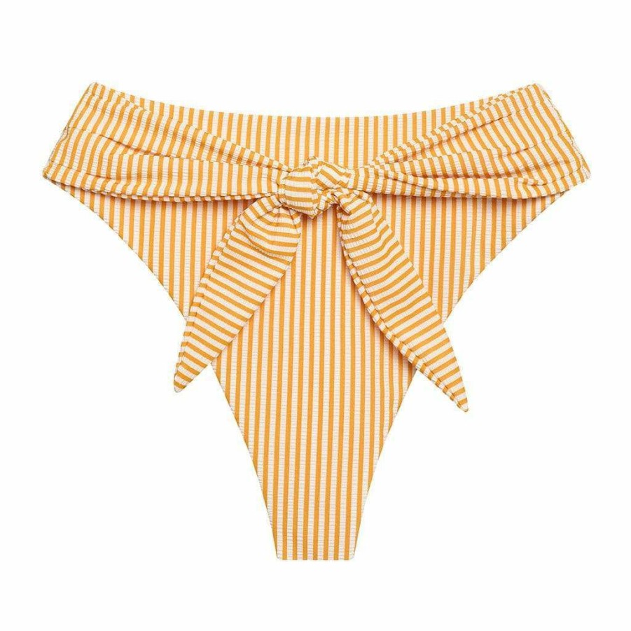 Fashion * | Canary Stripe Paula Tie-Up Bikini Bottom