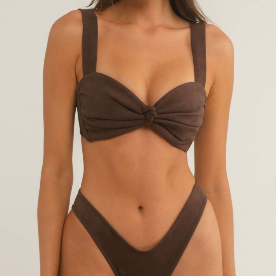 Apparel * | Espresso Suede Hayden Bikini Top