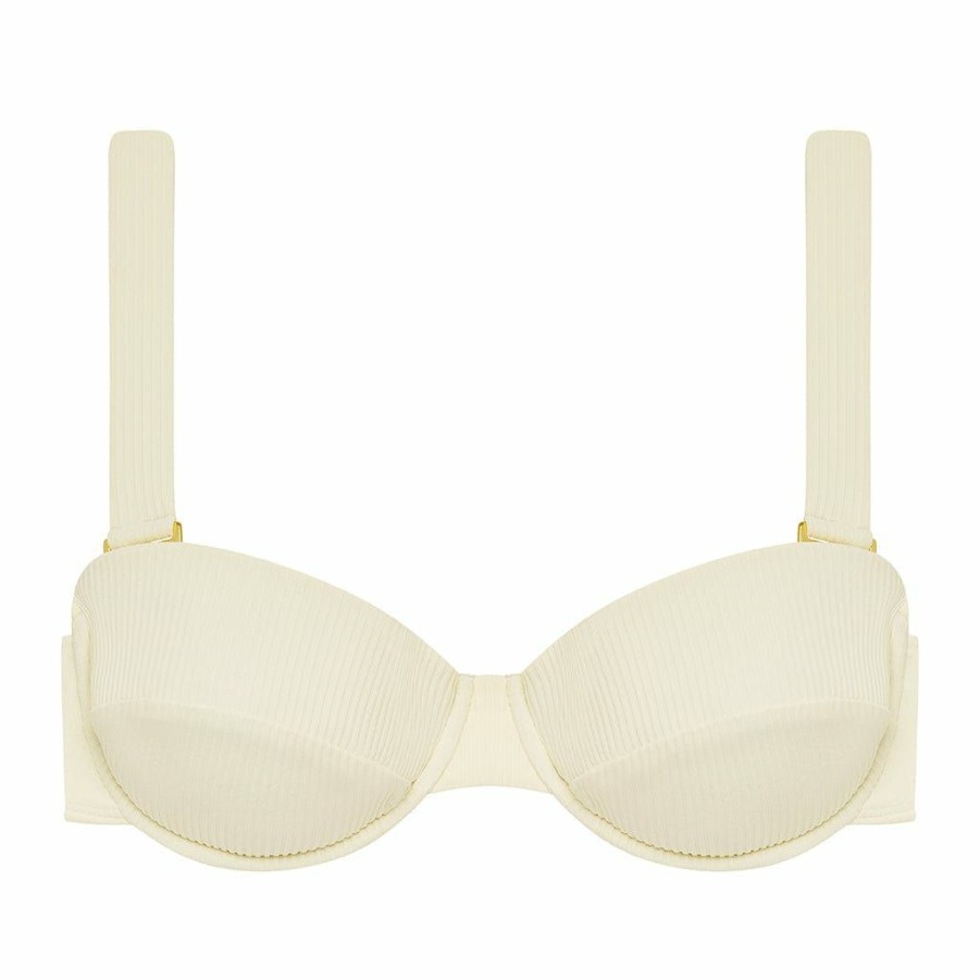 Fashion * | Cream Rib Bustier Bikini Top