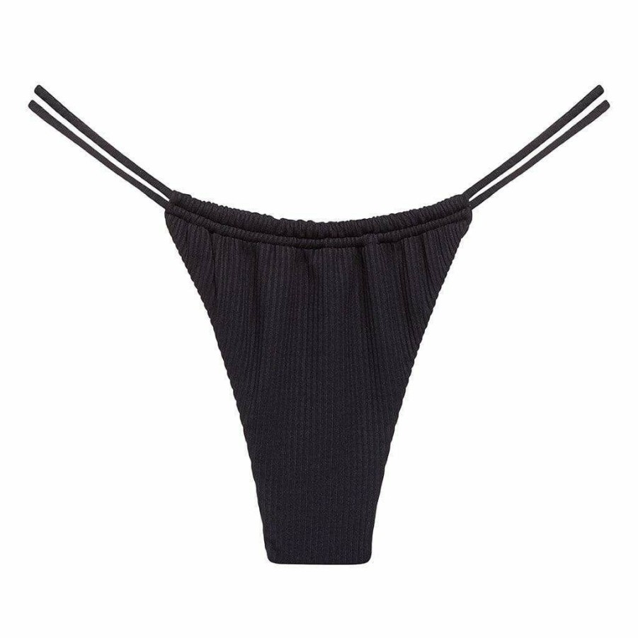 Fashion * | Black Rib Brasil Bikini Bottom