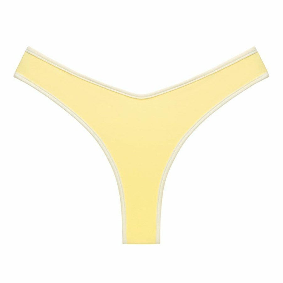 Bikini Bottoms * | Yellow Pastel Cream Binded Lulu Bikini Bottom