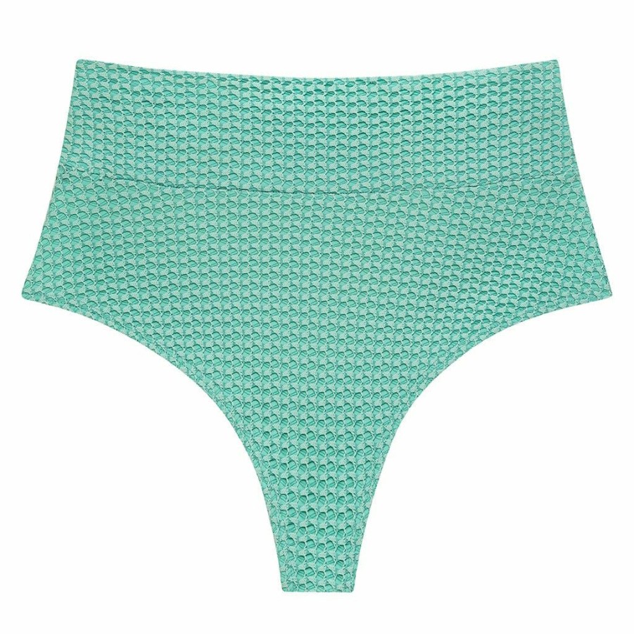 Swim * | Turquoise Crochet High Rise Bikini Bottom