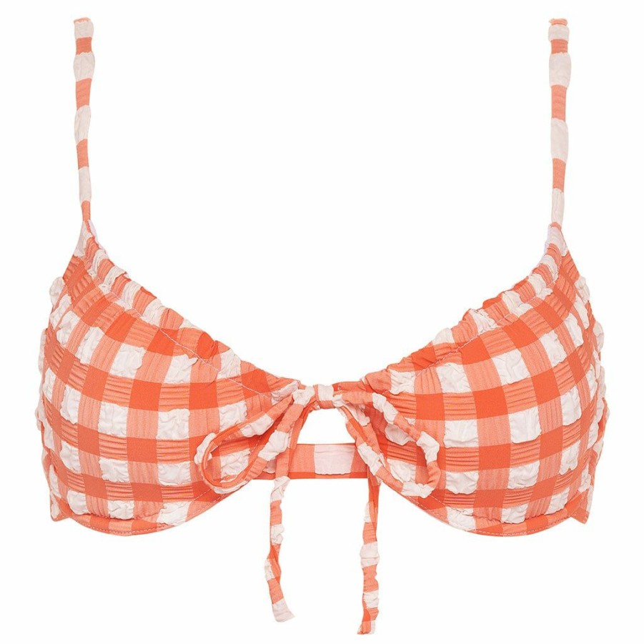 Bikini * | Shrimp Gingham Lucy Bikini Top