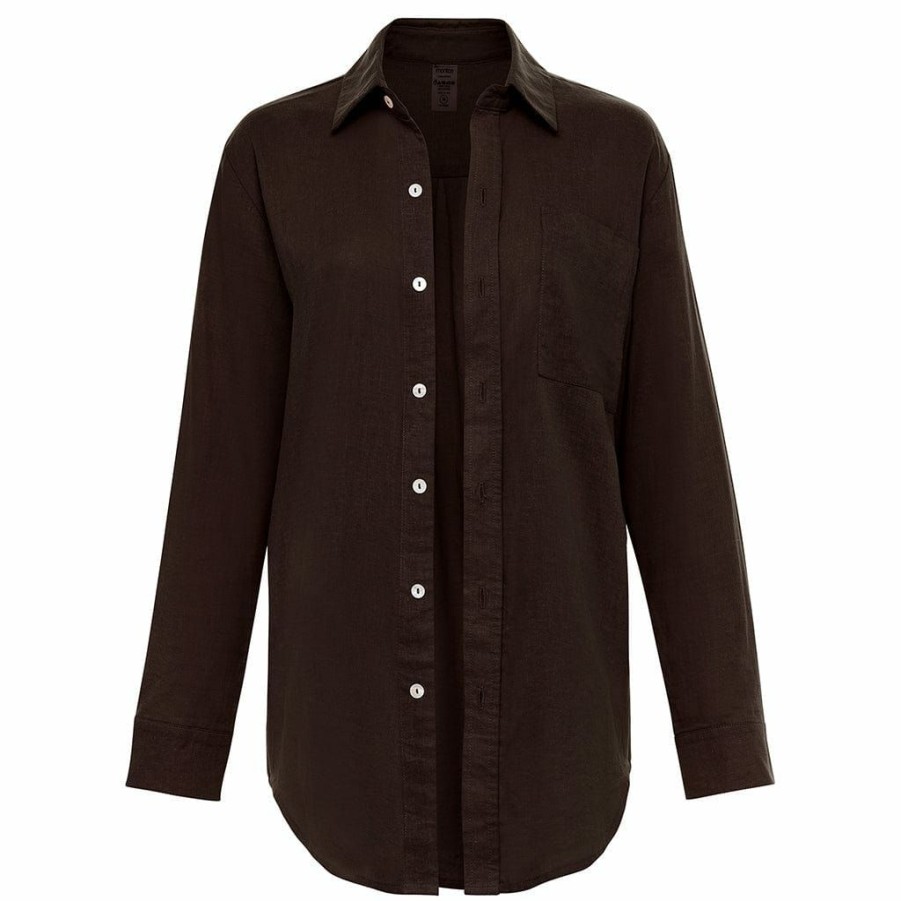 Apparel * | Espresso Long Sleeve Button Down Shirt