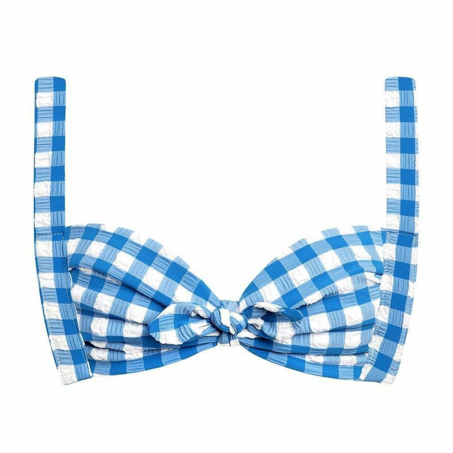 Fashion * | Blue Gingham Kayla Bikini Top