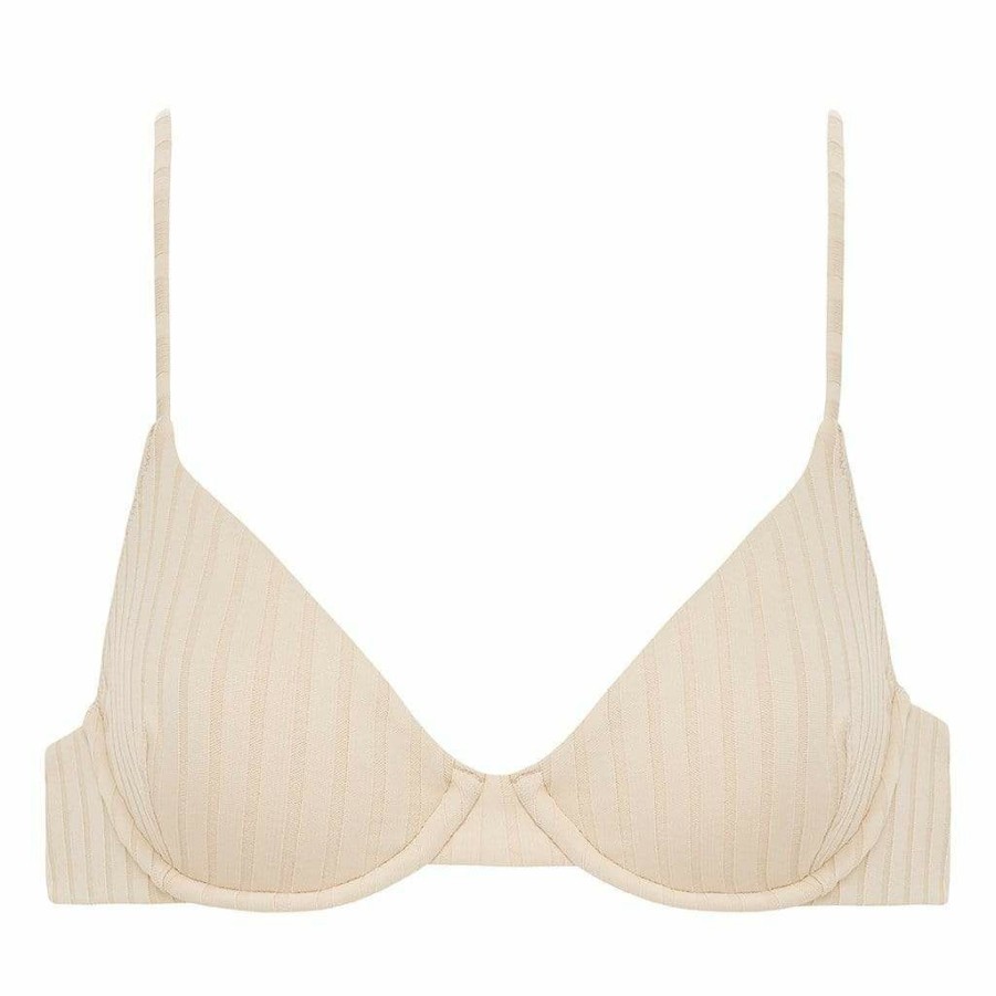 Bikini * | Beige Wide Rib Dainty Bikini Top