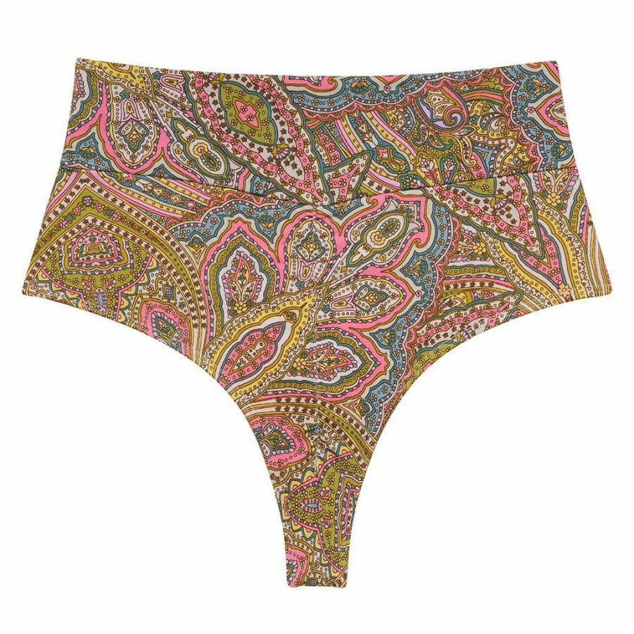 Swim * | Ali Paisley High Rise Bikini Bottom