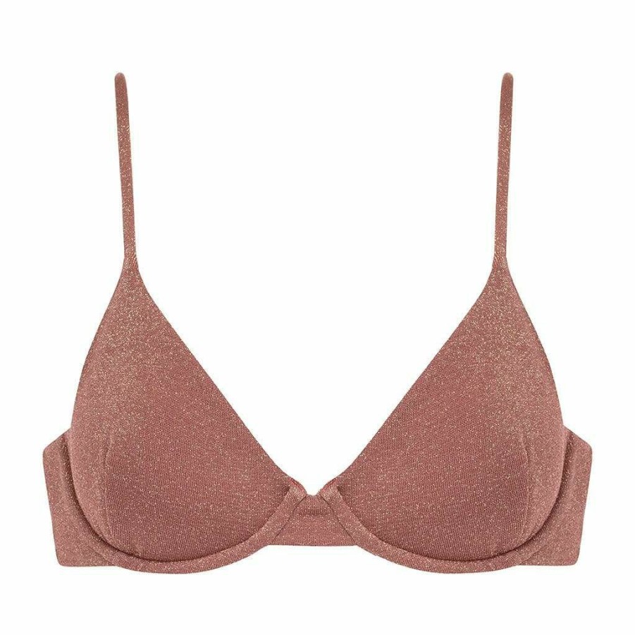 Bikini * | Mauve Sparkle Dainty Bikini Top