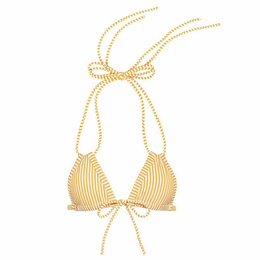 Fashion * | Canary Stripe Euro Bow Bikini Top