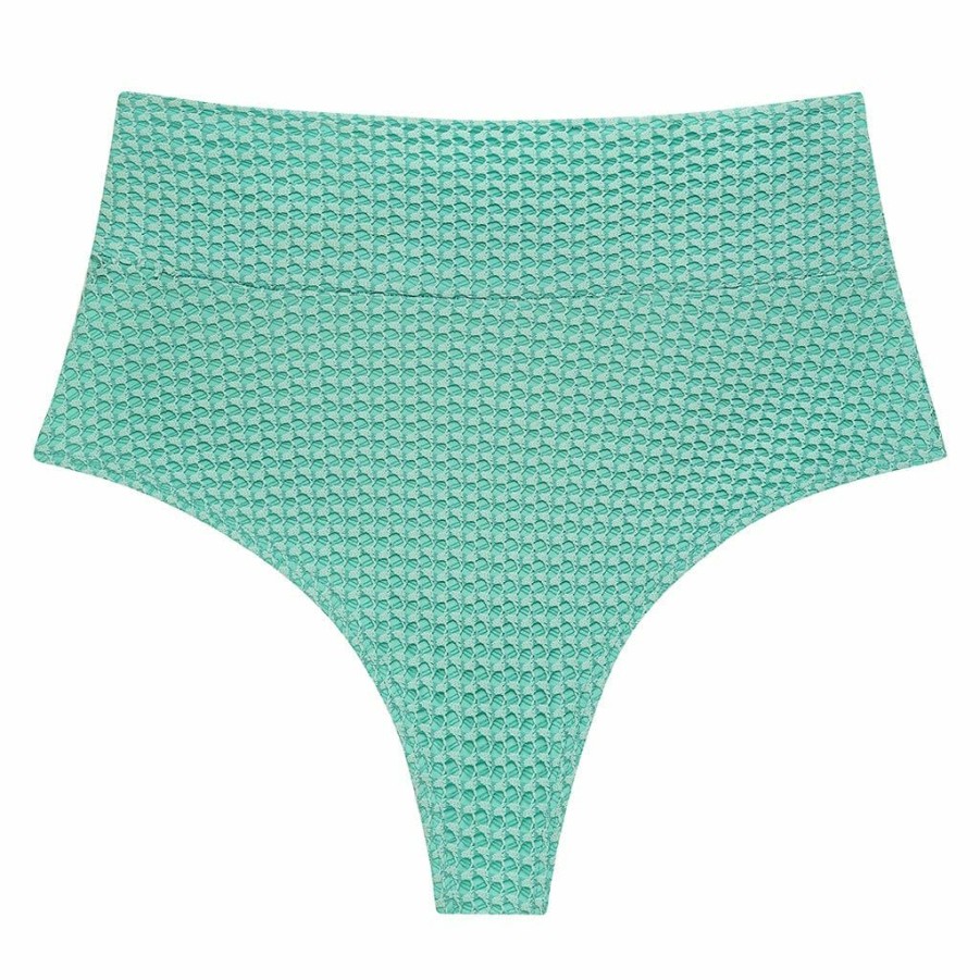 Swim * | Turquoise Crochet Added Coverage High Rise Bikini Bottom