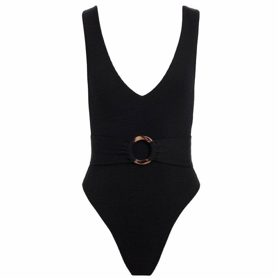 Fashion * | Black Rib Kim One-Piece