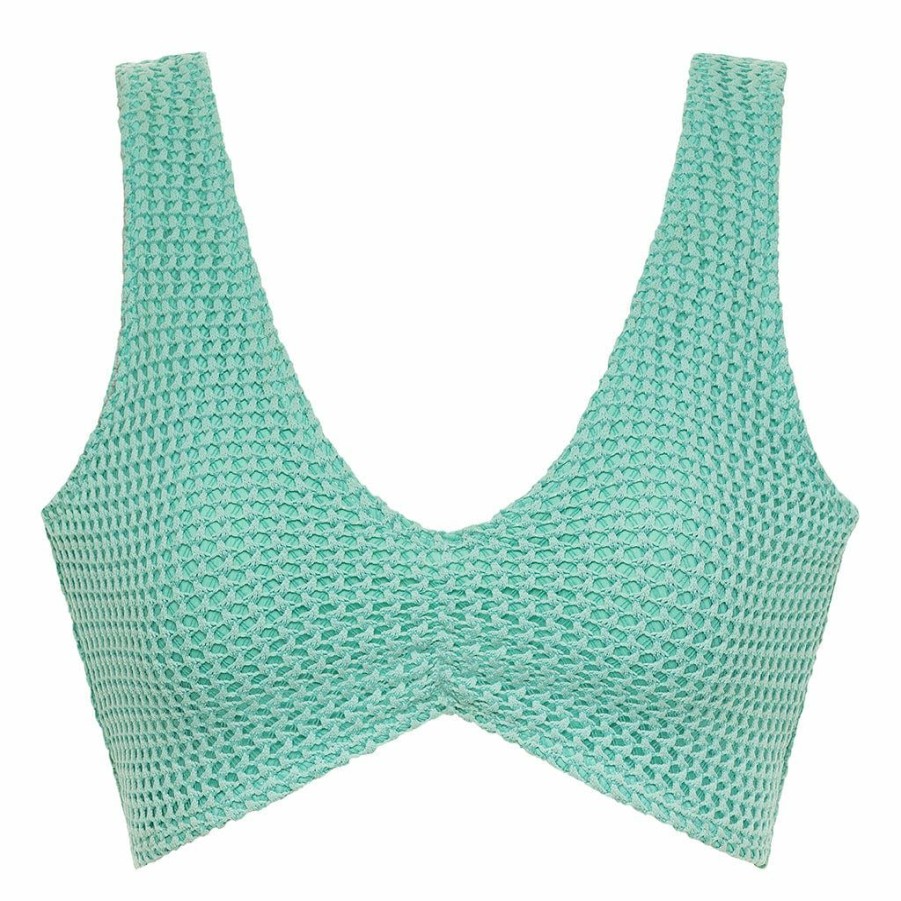 Apparel * | Turquoise Crochet Kim Variation Bikini Top