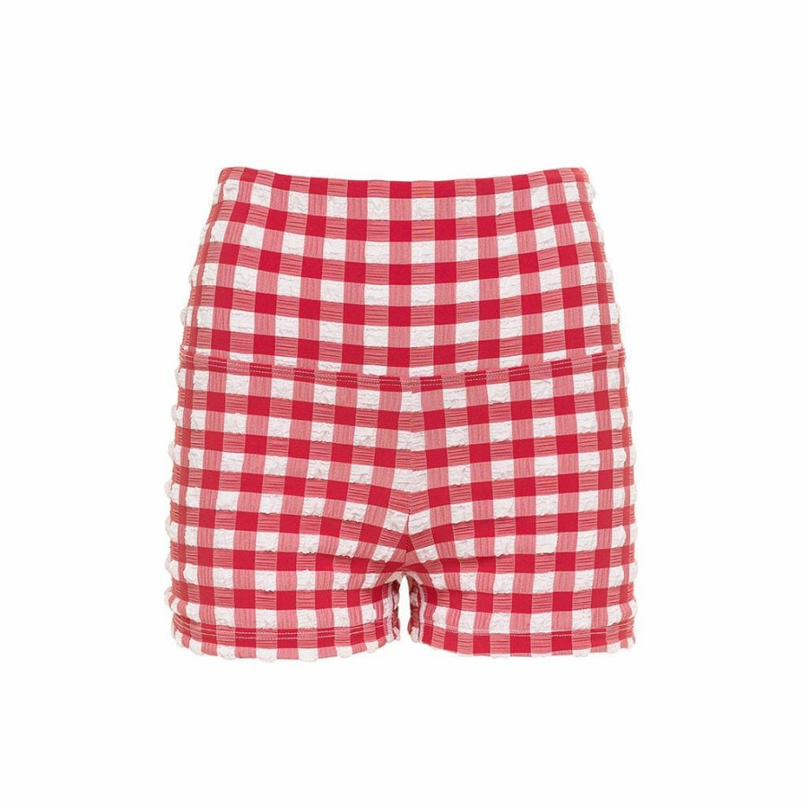 Apparel * | Red Gingham Micro Bike Short