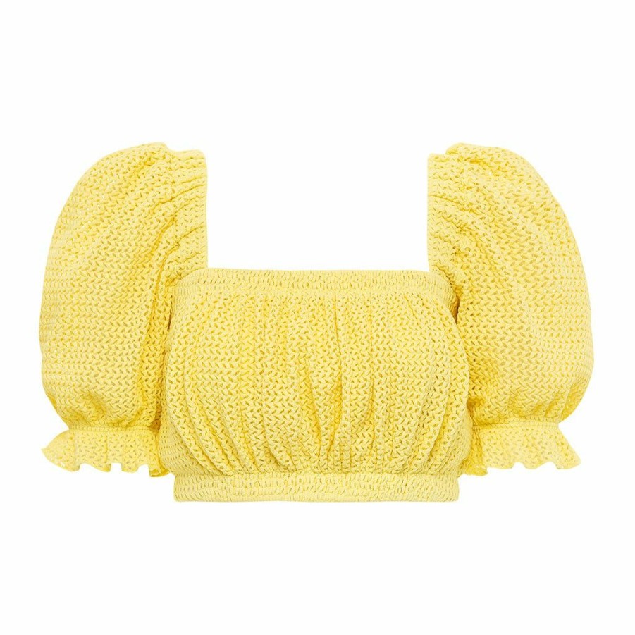 Apparel * | Yellow Crochet Marcela Bikini Top