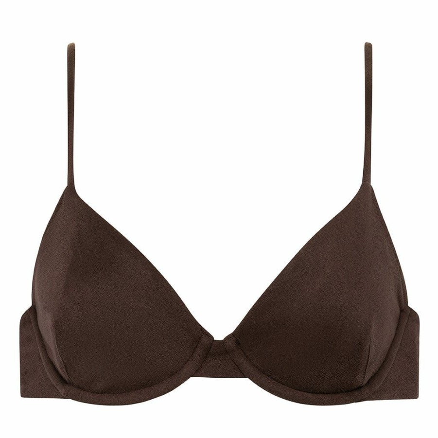 Swim * | Espresso Suede Dainty Bikini Top