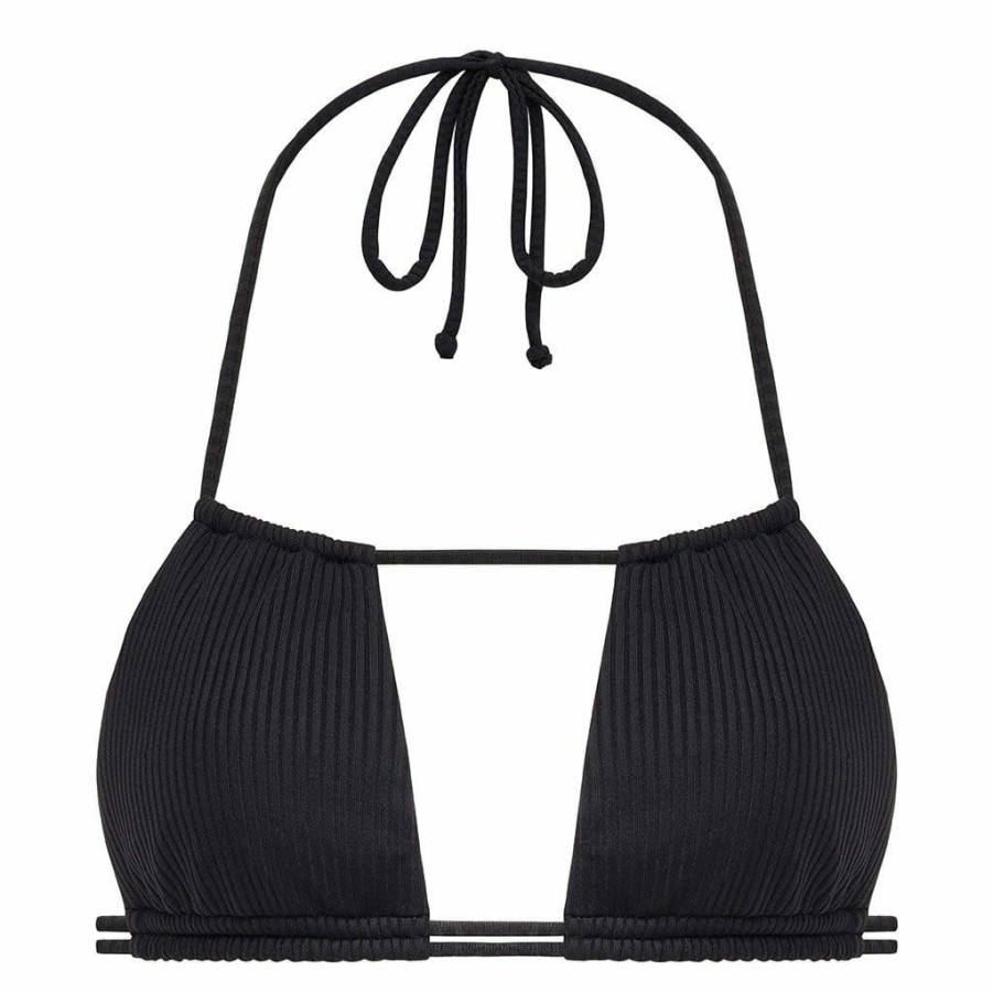 Fashion * | Black Rib Brasil Bikini Top