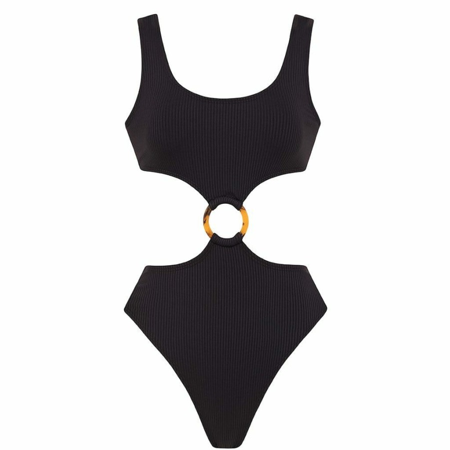 Fashion * | Black Rib Ky One-Piece