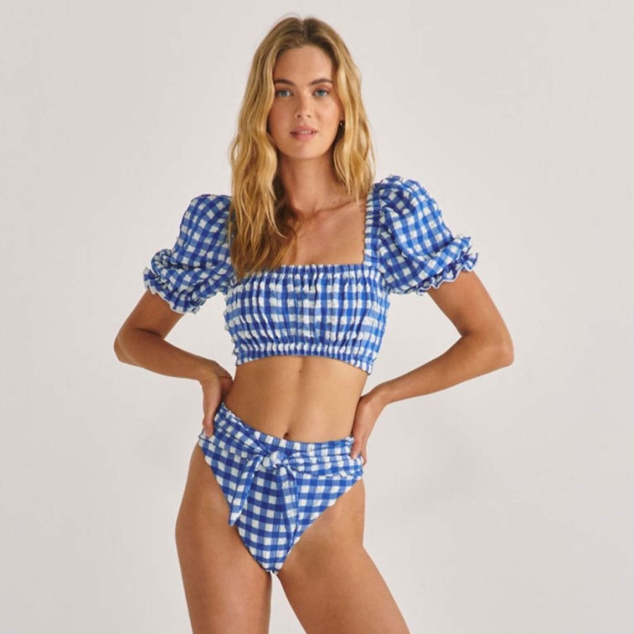 Fashion * | Blue Gingham Marcela Top