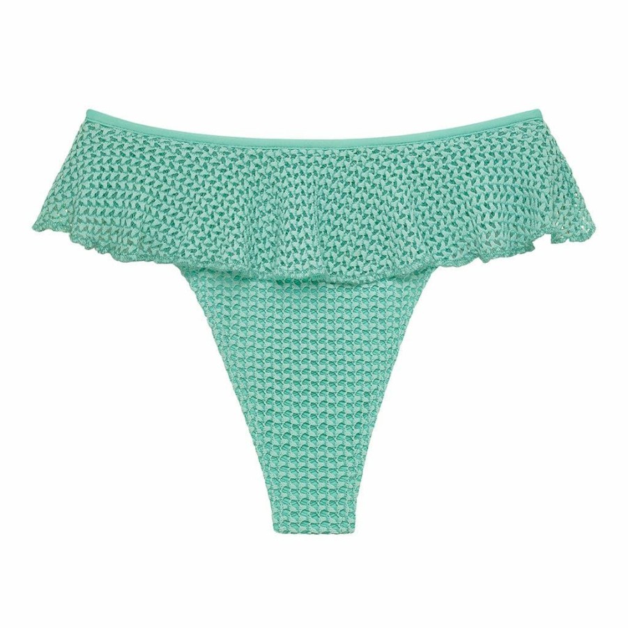 Swim * | Turquoise Crochet Tamarindo Ruffle Bikini Bottom