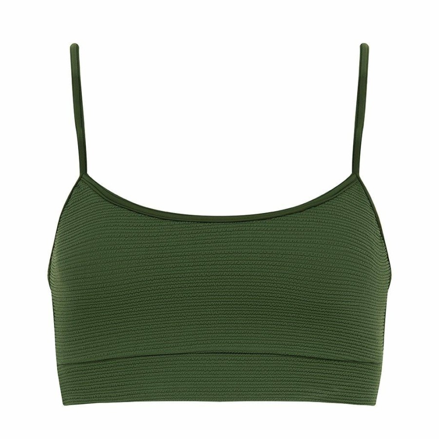 Apparel * | Olive Micro Scrunch Simple Sport Top