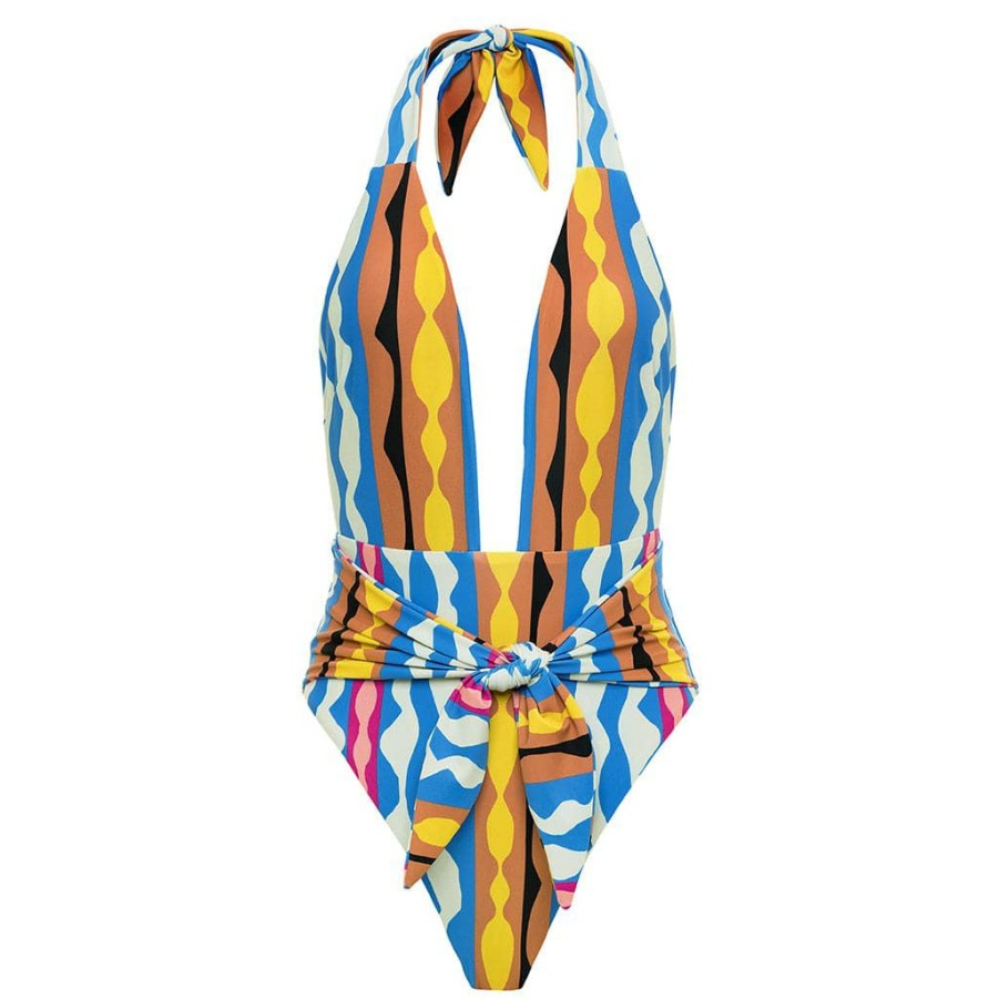 Fashion * | Abstract Tropez Tie-Up One-Piece