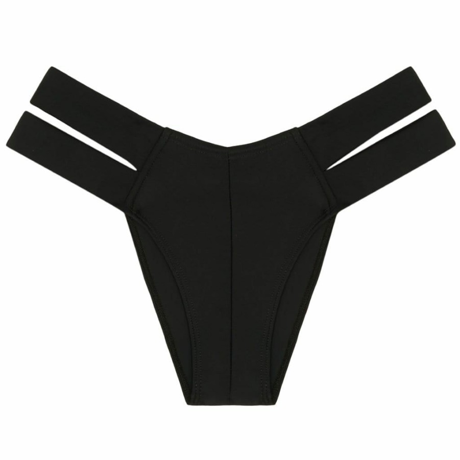 Fashion * | Black Added Coverage Euro Bikini Bottom