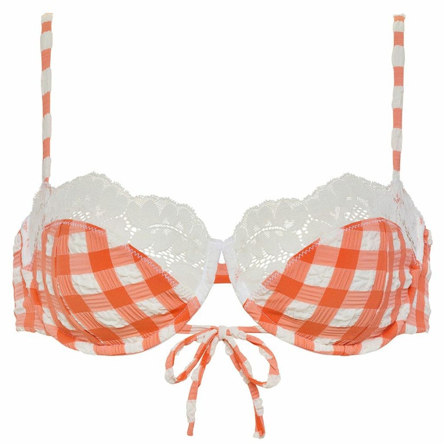 Bikini * | Shrimp Gingham Lena Bikini Top