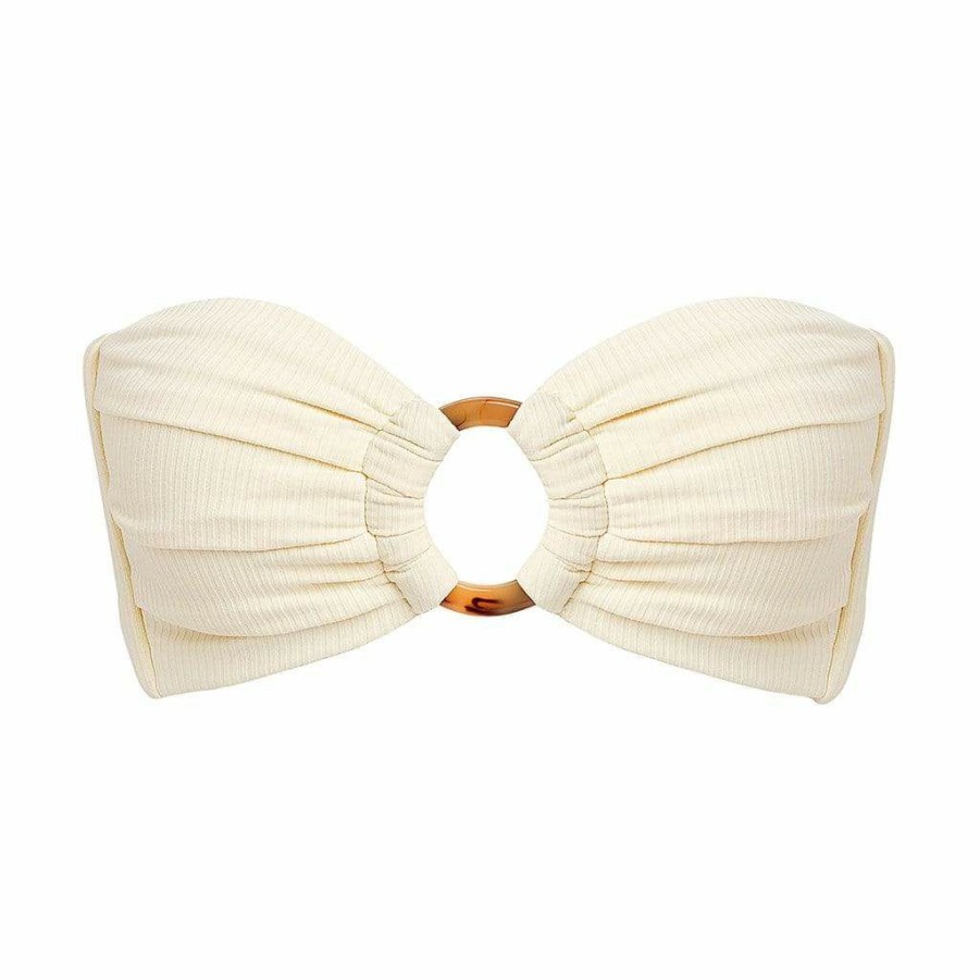 Fashion * | Cream Rib Tori Bandeau Bikini Top