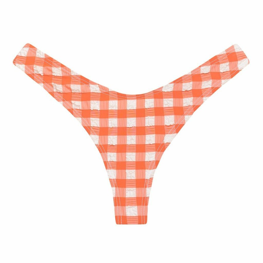 Bikini Bottoms * | Shrimp Gingham Lulu Scrunch Bikini Bottom