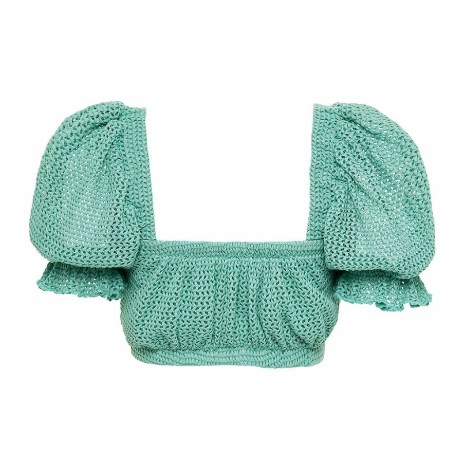 Apparel * | Turquoise Crochet Marcela Bikini Top