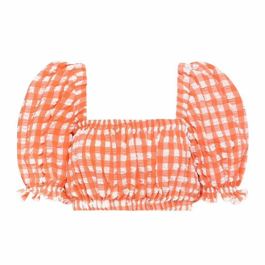 Apparel * | Shrimp Gingham Marcela Bikini Top