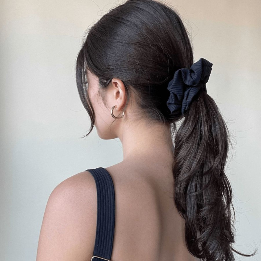 Apparel * | Black Rib Scrunchie