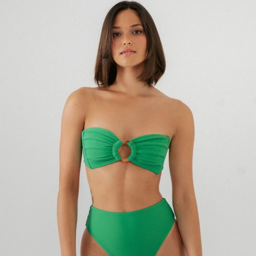 Swim * | Verde Tori Ties Bandeau Bikini Top