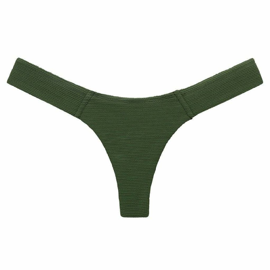 Fashion * | Olive Micro Scrunch Added Coverage Uno Bikini Bottom