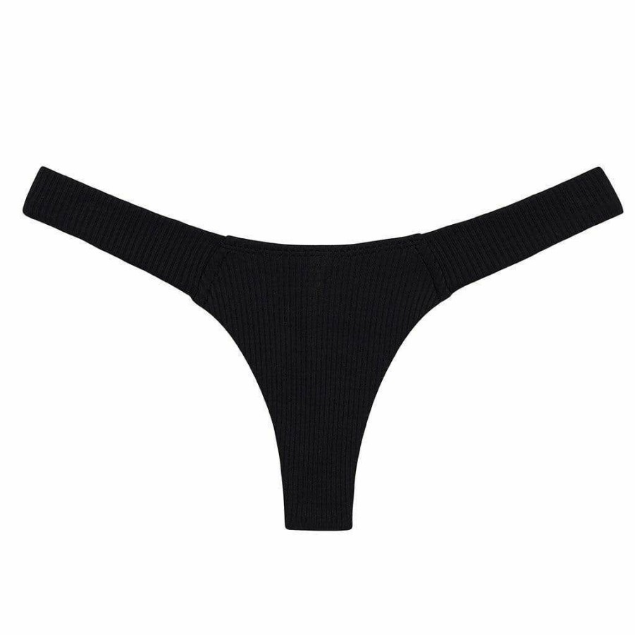 Fashion * | Black Rib Uno Bikini Bottom