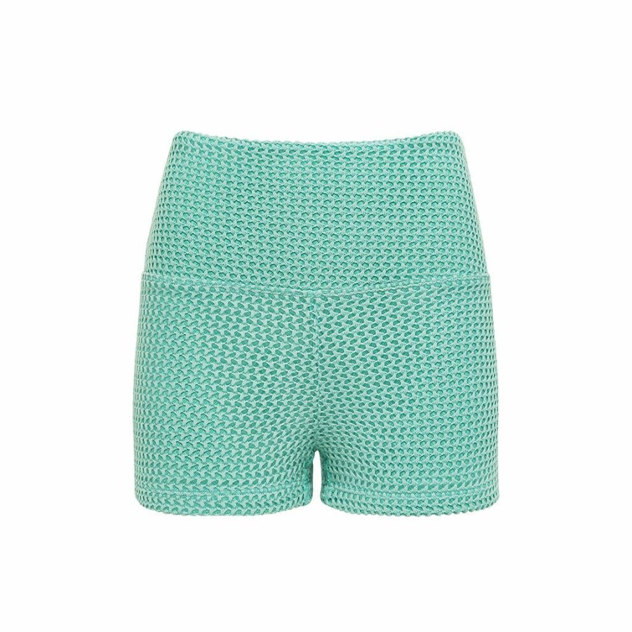 Apparel * | Turquoise Crochet Micro Bike Short