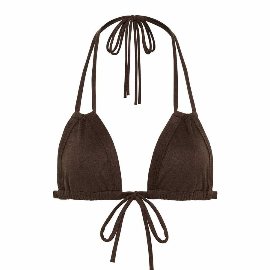 Swim * | Espresso Suede Euro Bow Bikini Top