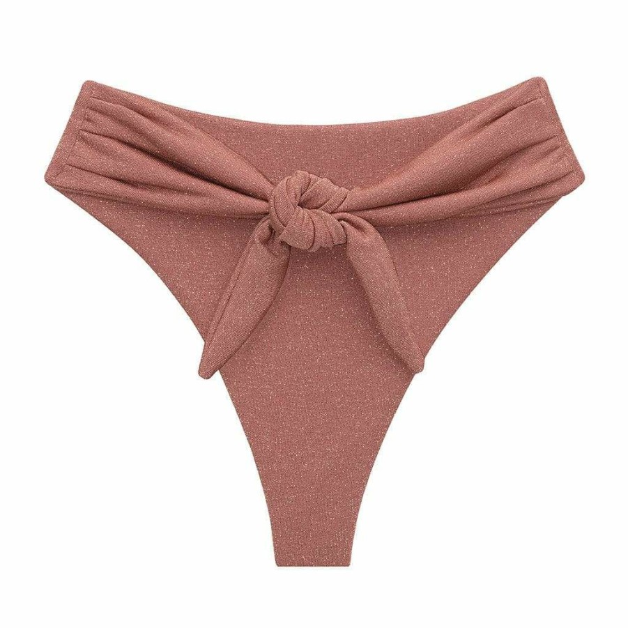 Bikini Bottoms * | Mauve Sparkle Paula Tie-Up Bikini Bottom