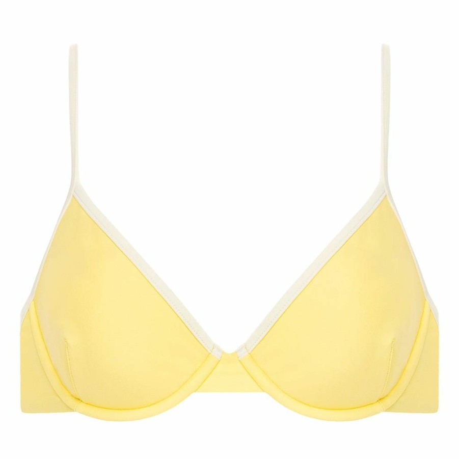 Bikini * | Yellow Pastel Cream Binded Dainty Bikini Top