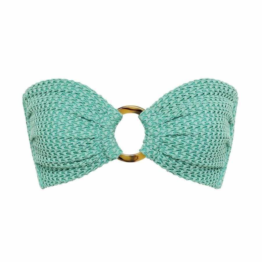 Swim * | Turquoise Crochet Tori Bandeau Bikini Top