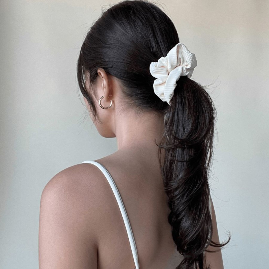 Apparel * | Cream Rib Scrunchie