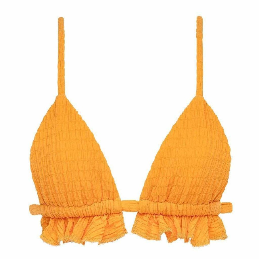 Bikini * | Mari Scrunch Ruffle Triangle Bikini Top