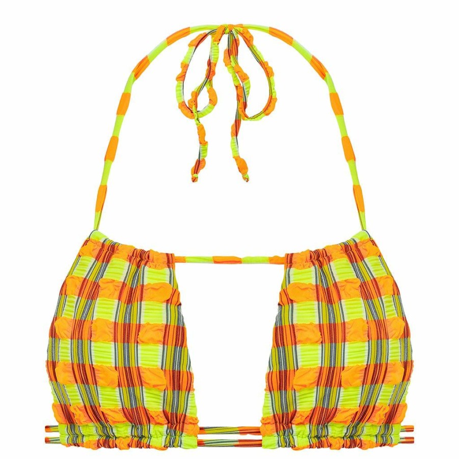 Bikini * | Neon Plaid Brasil Bikini Top