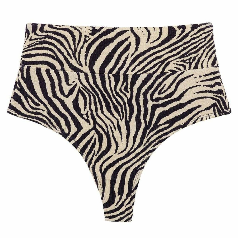 Bikini Bottoms * | Zebra Micro Scrunch Added Coverage High Rise Bikini Bottom